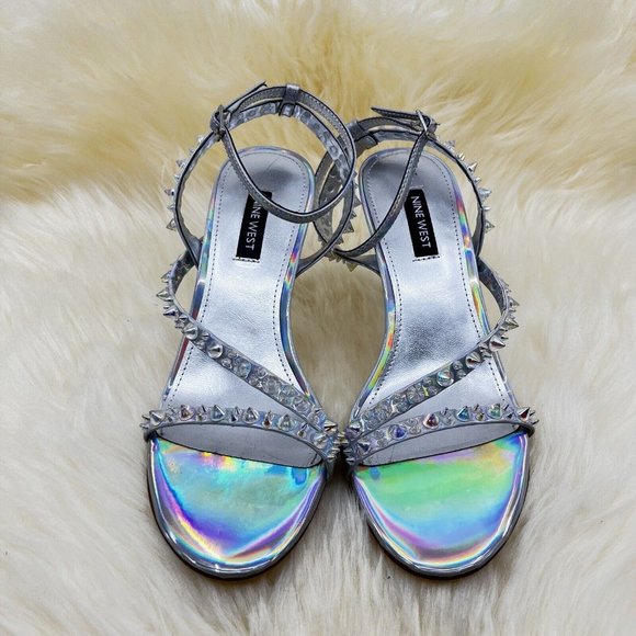 Nine West Women's Mitz3 Iridescent Studded Heeled Sandal Stilleto Size 7 NEW - Picture 3 of 7